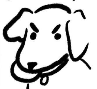 drawing of a dog frowning