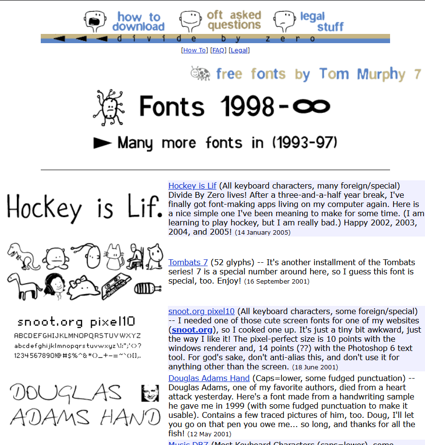 Screenshot of fonts.tom7.com