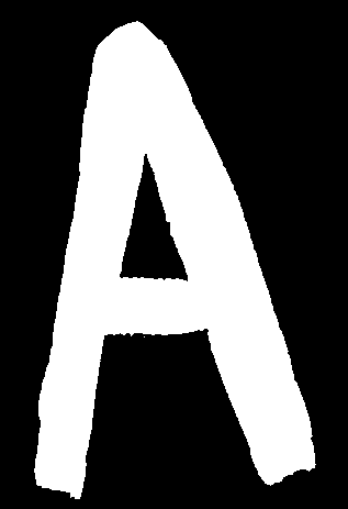 letter A, white on black